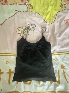 Black Lace-Trim Camisole Top
